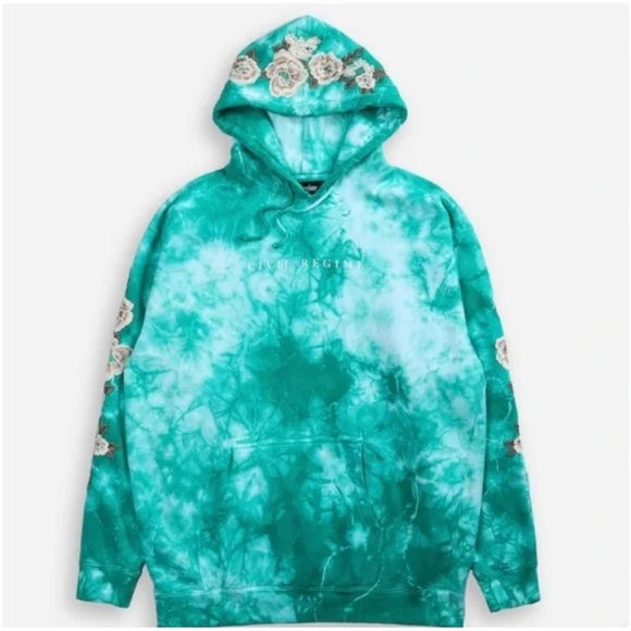 Darc Sport Other - Civil Regime Aqua Marble Rose Embroidered Hoodie NWOT Size Large
